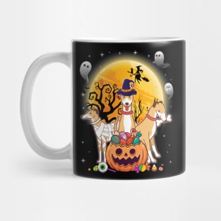 Whippets Dog Mummy Witch Moon Ghosts Happy Halloween Thanksgiving Merry Christmas Day Mug